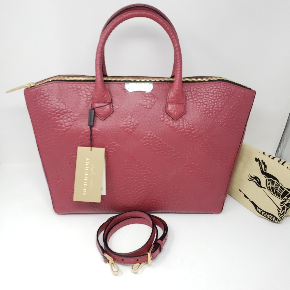 Burberry Berry Red Structured Top-Handle Satchel